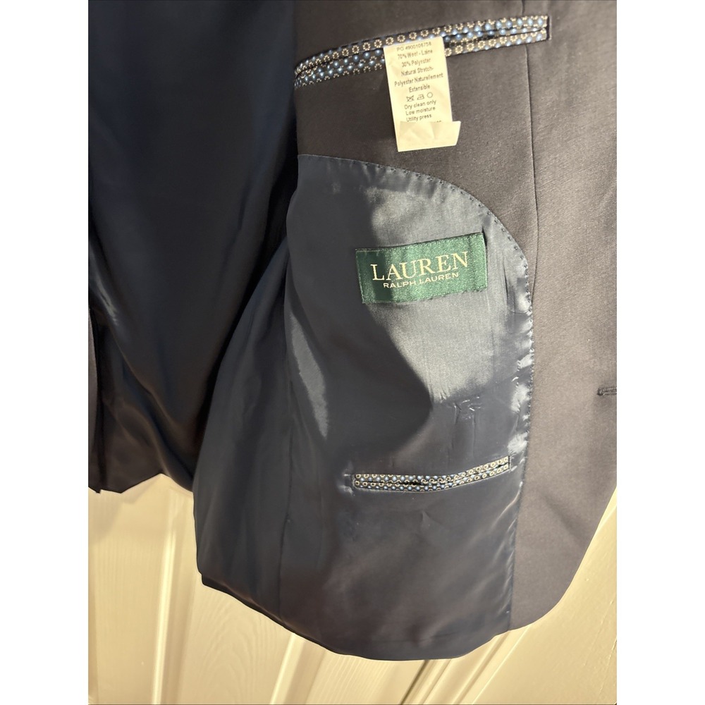 POLO RALPH LAUREN Wool Blend Gabardine Sport Coat, Navy, Size‎ 46 R NWOT -$400 - Picture 5 of 8